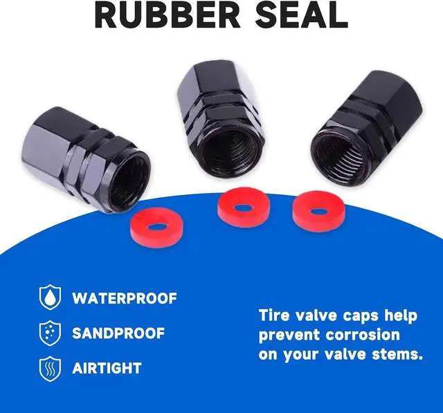 Alt view image 3 of 7 - 12 Pcs Tire Valve Caps, Aluminum Valve Stem Caps, Hexagon Tire Cap with O Rubber Seal, Universal Tire Valve Stem Caps for Cars, Truck, SUV, Motorcycle, Bicycle Accessories (Red Inner Circle) (12)