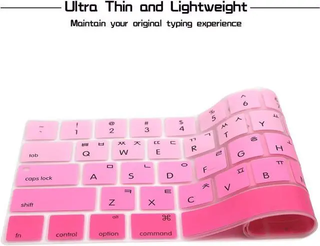Alt view image 4 of 6 - HRH Korean US Keyboard Cover Skin MacBook Pro Touch Bar 13 15,Ombre Pink | for A1706 A2159 A1989 A1707 A1990 2019 2018 2016 2017,Dust Proof,Waterproof,Durable,Smooth Touch,Keyboard Accessories