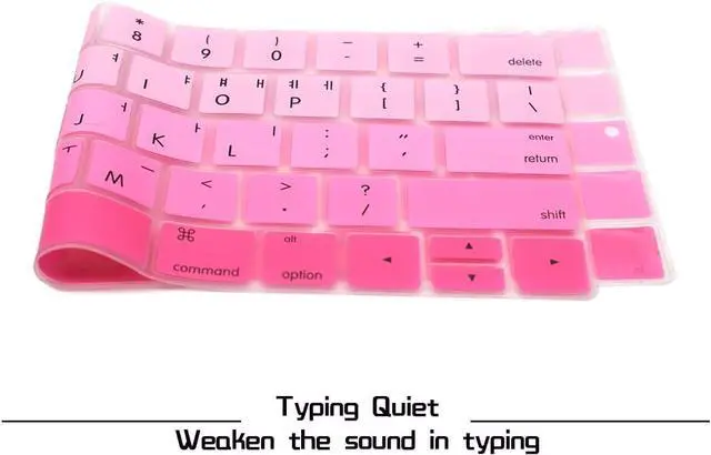 Alt view image 3 of 6 - HRH Korean US Keyboard Cover Skin MacBook Pro Touch Bar 13 15,Ombre Pink | for A1706 A2159 A1989 A1707 A1990 2019 2018 2016 2017,Dust Proof,Waterproof,Durable,Smooth Touch,Keyboard Accessories