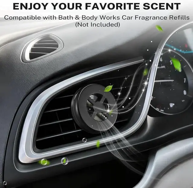 Alt view image 2 of 7 - 1 Pack Car Scent Holder Compatible with Bath & Body Works Refills | Car Fragrance Holder, Air Freshener Vent or Visor Clip, Refillable Diffuser, Easy-Open, Refills Not Included, Classic Black