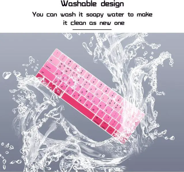 Alt view image 6 of 6 - HRH Korean US Keyboard Cover Skin MacBook Pro Touch Bar 13 15,Ombre Pink | for A1706 A2159 A1989 A1707 A1990 2019 2018 2016 2017,Dust Proof,Waterproof,Durable,Smooth Touch,Keyboard Accessories