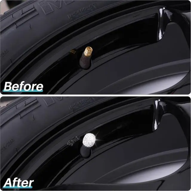 Alt view image 6 of 7 - 12 Pcs Crystal Rhinestone Tire Valve Stem Caps, White | Dustproof bling caps designed for SUVs, bicycles, trucks, and motorcycles.