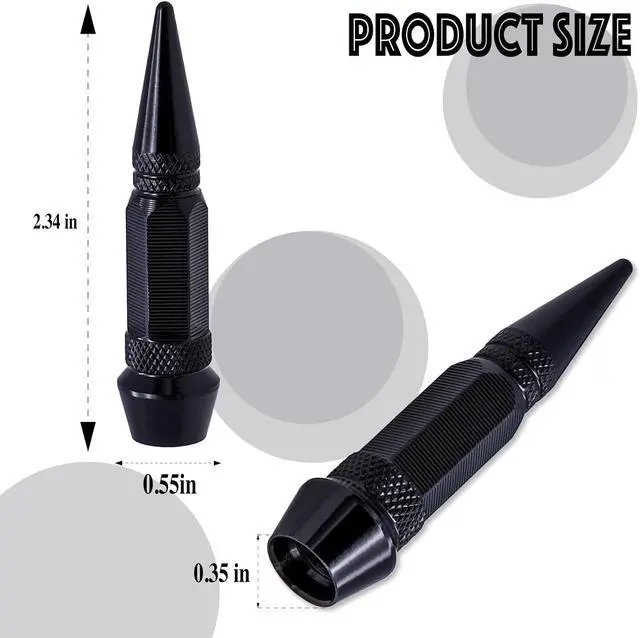 Alt view image 2 of 6 - 4PCS Spiked Style Tire Valve Stem Caps, Universal Aluminium Alloy Dustproof Tire Valve Stem Covers for Cars, SUV, Trucks, Bikes, Motorcycles, Bicycles(60MM & Black)