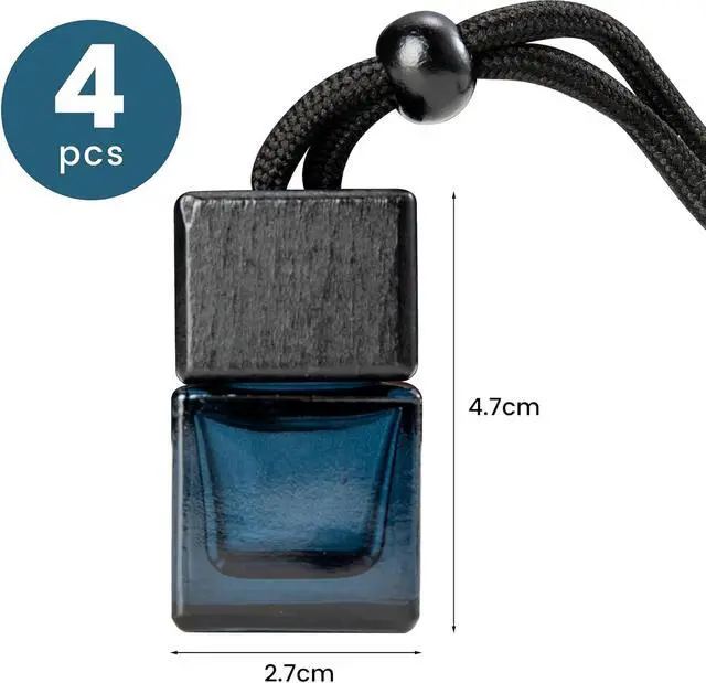 Alt view image 2 of 7 - 4 Pack Empty Hanging Car Air Freshener Bottles, Refillable Essential Oil Diffuser for Car & Office, Aromatherapy Decor Cube