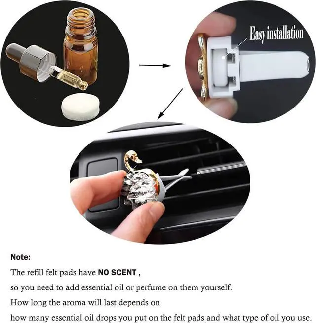 Alt view image 3 of 7 - 30Pcs Car Air Vent Clip Replacement Pads, 16mm Unscented Refill Tablets for Car Air Freshener Clips, Car Diffuser Refill Felt Pads Essential Oil Diffuser Cotton Pads
