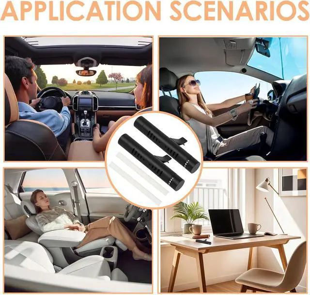 Alt view image 4 of 7 - 2 Pcs Car Air Essential Oil Diffuser Vent Clip Set (Black) | Premium Aluminum Air Freshener Diffuser with 12 Pcs Odorless Refill Sticks Suitable for Cars, Office, Kitchen, and Bedroom