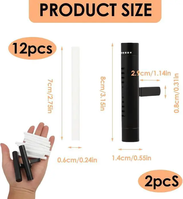 Alt view image 7 of 7 - 2 Pcs Car Air Essential Oil Diffuser Vent Clip Set (Black) | Premium Aluminum Air Freshener Diffuser with 12 Pcs Odorless Refill Sticks Suitable for Cars, Office, Kitchen, and Bedroom