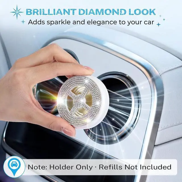 Alt view image 3 of 7 - 1 Pack Car Scent Holder Compatible with Bath & Body Works Refills | Car Fragrance Holder, Air Freshener Vent or Visor Clip, Refillable Diffuser, Easy-Open, Refills Not Included, Diamond White