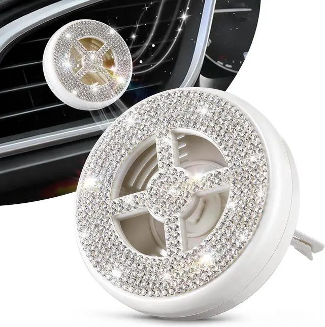 Main image of 1 Pack Car Scent Holder Compatible with Bath & Body Works Refills | Car Fragrance Holder, Air Freshener Vent or Visor Clip, Refillable Diffuser, Easy-Open, Refills Not Included, Diamond White