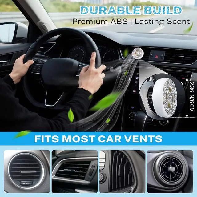 Alt view image 5 of 7 - 1 Pack Car Scent Holder Compatible with Bath & Body Works Refills | Car Fragrance Holder, Air Freshener Vent or Visor Clip, Refillable Diffuser, Easy-Open, Refills Not Included, Diamond White