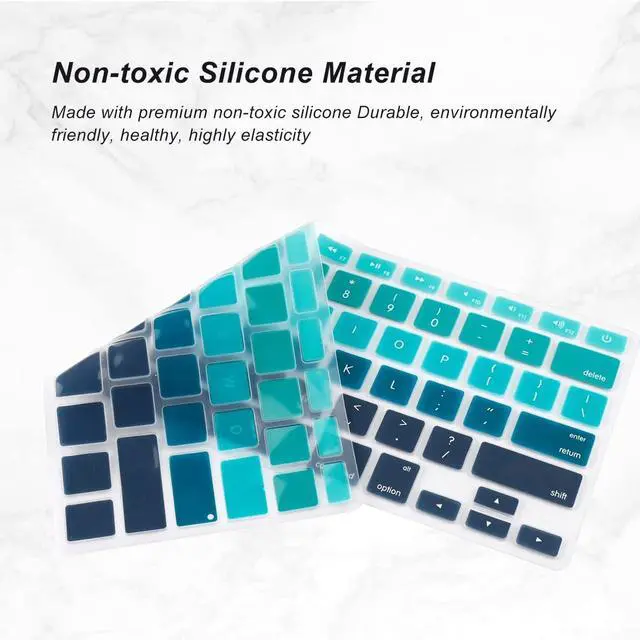 Alt view image 2 of 7 - US Keyboard Cover for MacBook Air 13/Pro 13 15 Ombre Green&Blue | A1369 A1466 A1278 A1286 A1425 A1502 A1398 Old Non-Retina MacBook,Dustproof,Washable,Soft,Key Protection,Keyboard Accessories