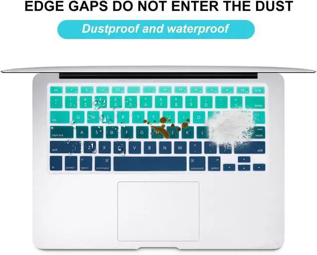 Alt view image 4 of 7 - US Keyboard Cover for MacBook Air 13/Pro 13 15 Ombre Green&Blue | A1369 A1466 A1278 A1286 A1425 A1502 A1398 Old Non-Retina MacBook,Dustproof,Washable,Soft,Key Protection,Keyboard Accessories