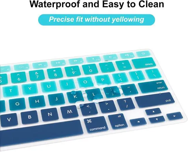 Alt view image 5 of 7 - US Keyboard Cover for MacBook Air 13/Pro 13 15 Ombre Green&Blue | A1369 A1466 A1278 A1286 A1425 A1502 A1398 Old Non-Retina MacBook,Dustproof,Washable,Soft,Key Protection,Keyboard Accessories