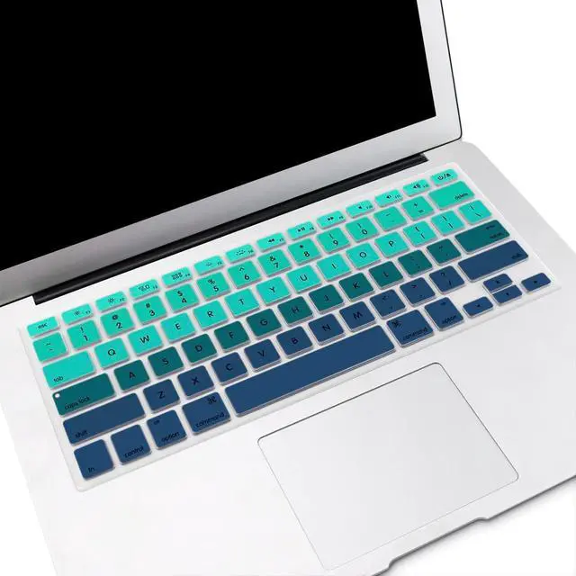Alt view image 7 of 7 - US Keyboard Cover for MacBook Air 13/Pro 13 15 Ombre Green&Blue | A1369 A1466 A1278 A1286 A1425 A1502 A1398 Old Non-Retina MacBook,Dustproof,Washable,Soft,Key Protection,Keyboard Accessories