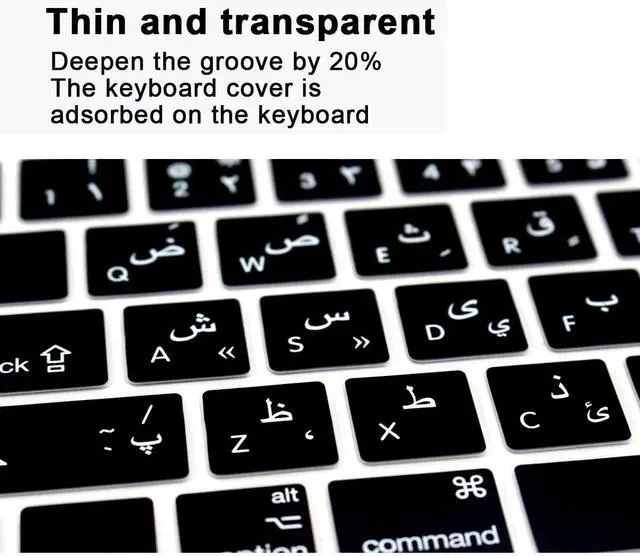 Alt view image 4 of 6 - Persian Keyboard Cover Skin for MacBook Pro Touch Bar 13/15 US,Black | Protective Skin for A1706 A1989 A2159 A1707 A1990 2016-2019,Ultra-thin, Dustproof, Waterproof, Anti-slip,Full Protection