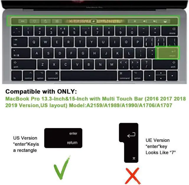 Alt view image 2 of 6 - Persian Keyboard Cover Skin for MacBook Pro Touch Bar 13/15 US,Black | Protective Skin for A1706 A1989 A2159 A1707 A1990 2016-2019,Ultra-thin, Dustproof, Waterproof, Anti-slip,Full Protection
