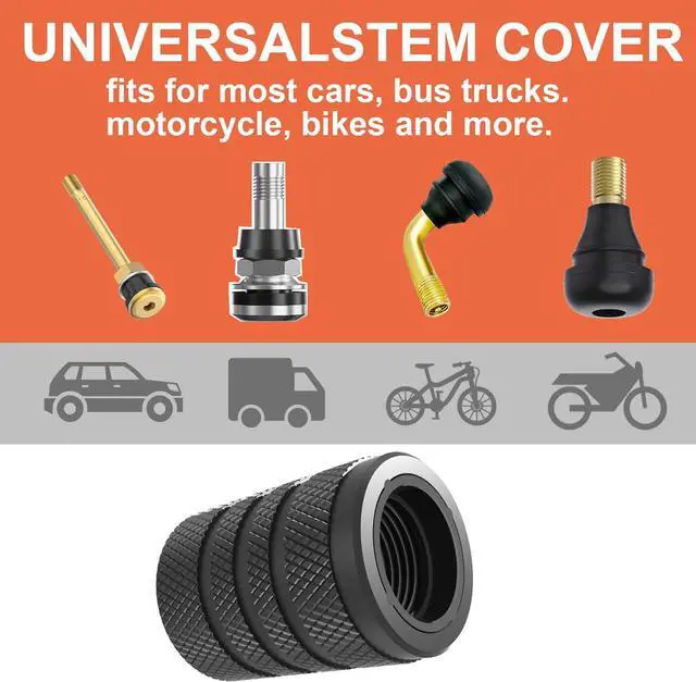 Alt view image 5 of 6 - Tire Valve Stem Caps, Black, 6 pcs/Pack, Anodized Aluminum Tire Valve Cap Set, Corrosion Resistant, Universal Stem Covers for Cars Trucks Motorcycles SUVs and Bikes (Black)