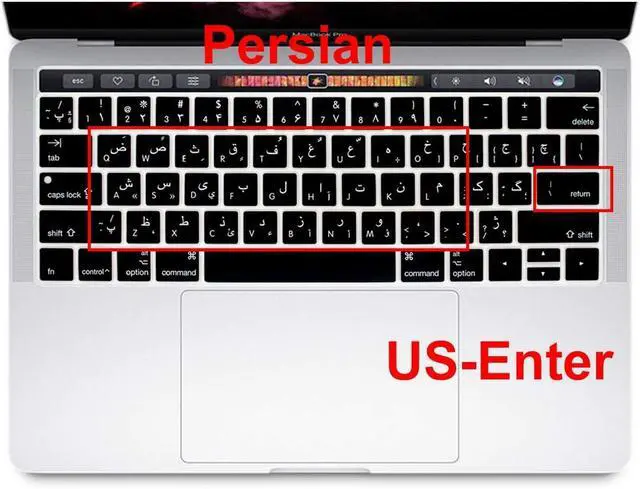 Alt view image 6 of 6 - Persian Keyboard Cover Skin for MacBook Pro Touch Bar 13/15 US,Black | Protective Skin for A1706 A1989 A2159 A1707 A1990 2016-2019,Ultra-thin, Dustproof, Waterproof, Anti-slip,Full Protection