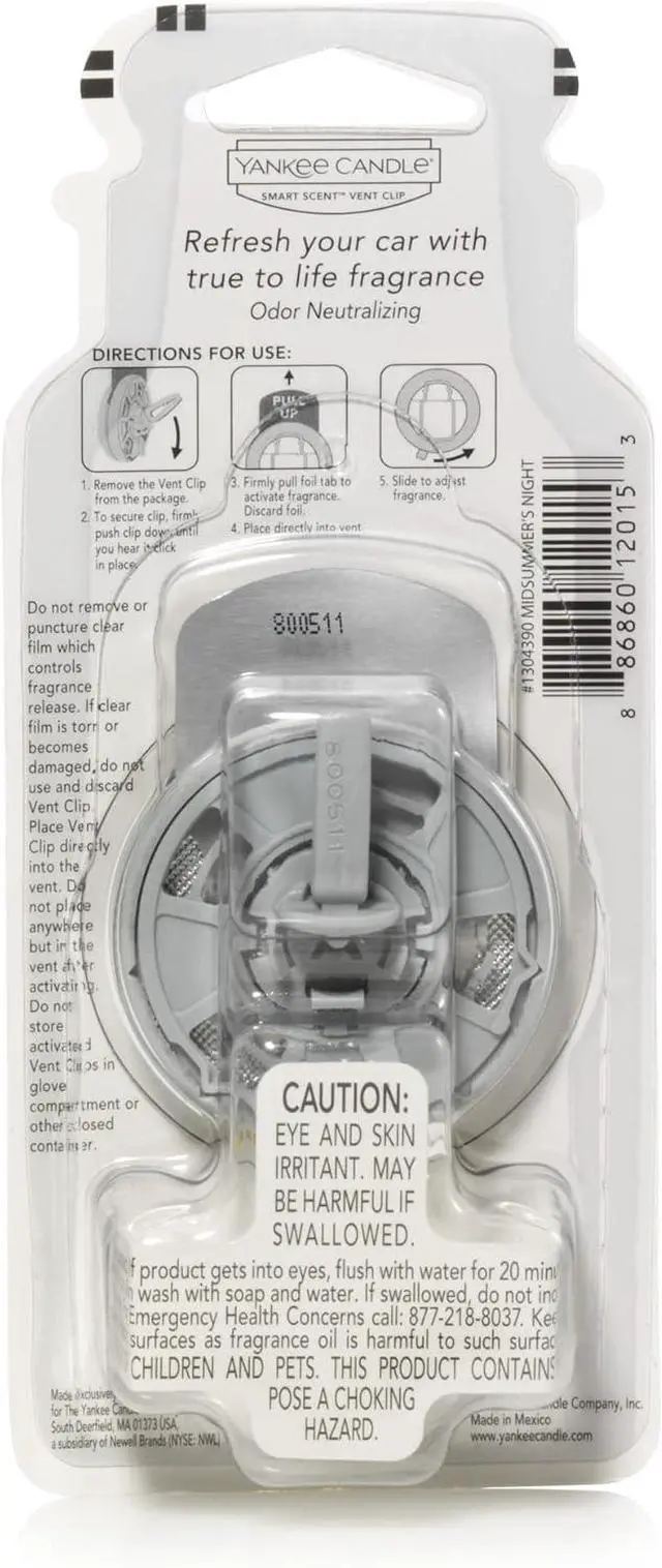 Alt view image 4 of 4 - Yankee Candle Smart Scent Vent Clip Car Air Freshener, Odor Neutralizing Car Fragrance, Midsummer's Night (Pack of 1)