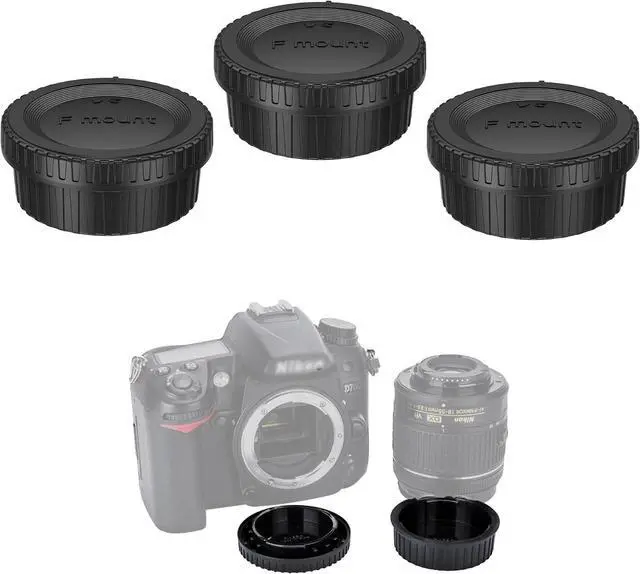 Main image of JJC Body Cap & Rear Lens Cap Cover for Nikon F Mount Cameras, 3-Pack | for Nikon D3500 D3400 D3300 D3200 D3100 D3000 D7500 D7200 D7100 D5600 D5500 D5300 D5200 D780 D850 D810 D750 D6 D5 D4s D4