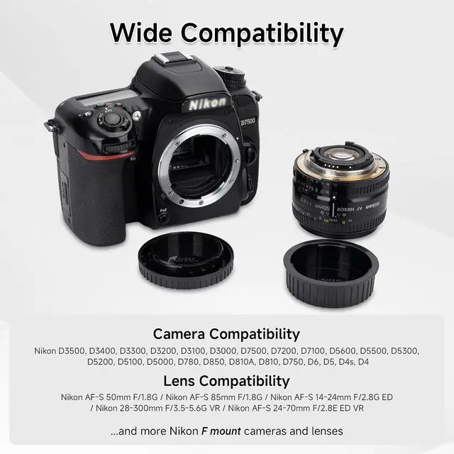 Alt view image 3 of 6 - JJC Body Cap & Rear Lens Cap Cover for Nikon F Mount Cameras, 3-Pack | for Nikon D3500 D3400 D3300 D3200 D3100 D3000 D7500 D7200 D7100 D5600 D5500 D5300 D5200 D780 D850 D810 D750 D6 D5 D4s D4