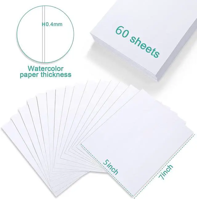Alt view image 3 of 7 - TecUnite 60 Sheets Watercolor Paper Pad Bulk Art White Cold Press Painting Paper for Artist Watercolorist Drawing(5 x 7 Inch,Cold Press)