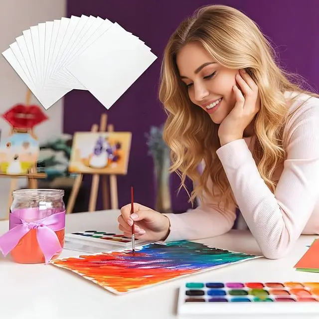 Alt view image 5 of 7 - TecUnite 60 Sheets Watercolor Paper Pad Bulk Art White Cold Press Painting Paper for Artist Watercolorist Drawing(5 x 7 Inch,Cold Press)