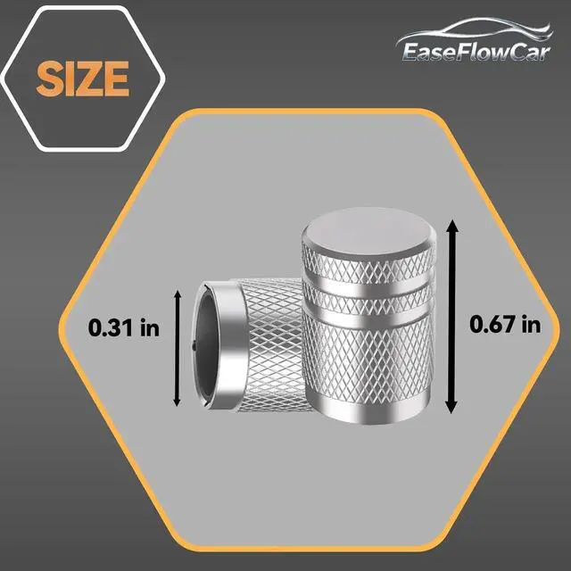 Alt view image 2 of 6 - Tire Valve Stem Caps - (6 pcs), Tire Caps, Tire Valve Caps,Metal Valve Stem Caps, Valve Stem Cap,Universal Fit for Car/Motorcycles/Bikes/Trucks, Anti-Corrosion (Silver)