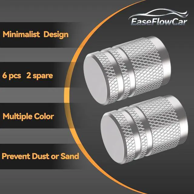 Alt view image 6 of 6 - Tire Valve Stem Caps - (6 pcs), Tire Caps, Tire Valve Caps,Metal Valve Stem Caps, Valve Stem Cap,Universal Fit for Car/Motorcycles/Bikes/Trucks, Anti-Corrosion (Silver)