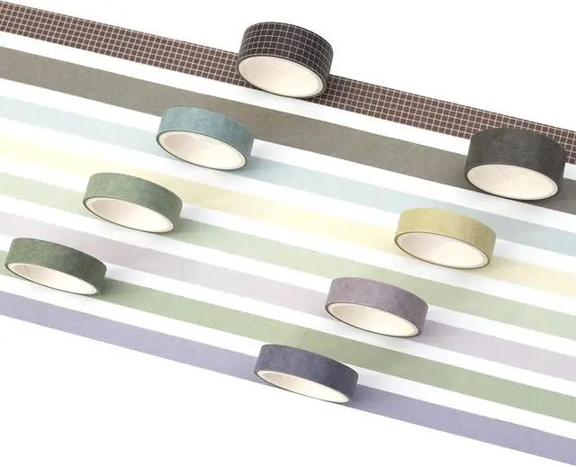 Alt view image 3 of 6 - YUBBAEX 8 Rolls Basic Washi Tape Set Solid Color Grid Masking Decorative Tapes for Arts, DIY Crafts, Journals, Planners, Scrapbooking, Wrapping (Milk Tea)