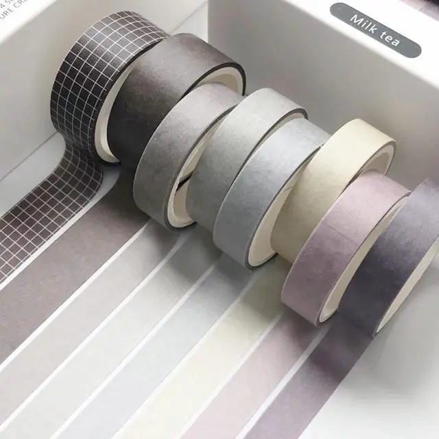 Alt view image 5 of 6 - YUBBAEX 8 Rolls Basic Washi Tape Set Solid Color Grid Masking Decorative Tapes for Arts, DIY Crafts, Journals, Planners, Scrapbooking, Wrapping (Milk Tea)