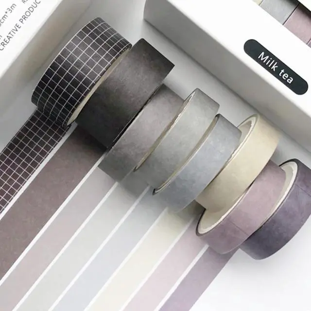 Alt view image 6 of 6 - YUBBAEX 8 Rolls Basic Washi Tape Set Solid Color Grid Masking Decorative Tapes for Arts, DIY Crafts, Journals, Planners, Scrapbooking, Wrapping (Milk Tea)
