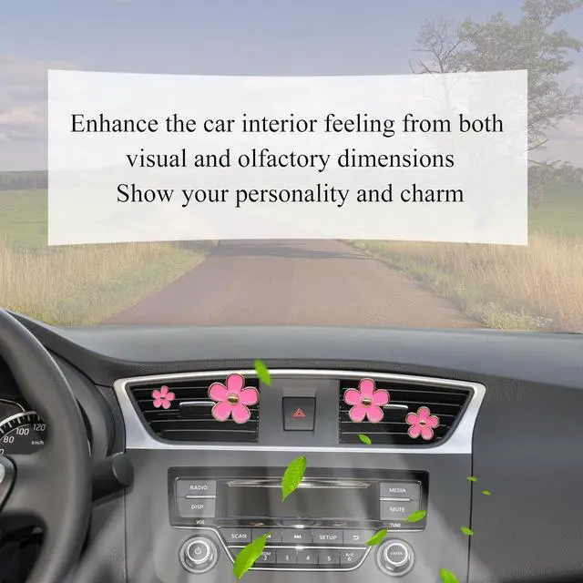 Alt view image 2 of 7 - ORIESSE Pink Car Accessories,Flower Car Air Freshener Vent Clips | 4pcs Girly Daisy Flower Air Vent Clips Car Decor for Women,Lavender Car Scent Decorations,Refillable Clips On Air Freshener