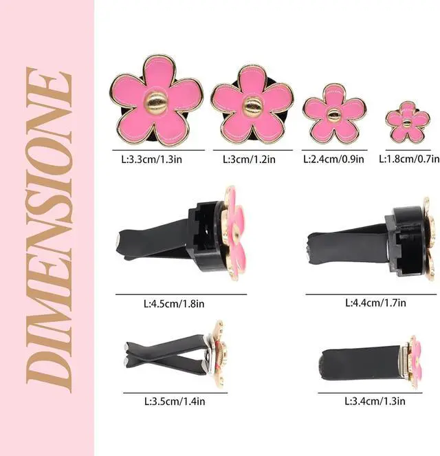 Alt view image 4 of 7 - ORIESSE Pink Car Accessories,Flower Car Air Freshener Vent Clips | 4pcs Girly Daisy Flower Air Vent Clips Car Decor for Women,Lavender Car Scent Decorations,Refillable Clips On Air Freshener