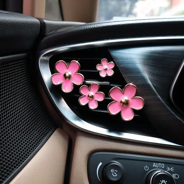Alt view image 5 of 7 - ORIESSE Pink Car Accessories,Flower Car Air Freshener Vent Clips | 4pcs Girly Daisy Flower Air Vent Clips Car Decor for Women,Lavender Car Scent Decorations,Refillable Clips On Air Freshener