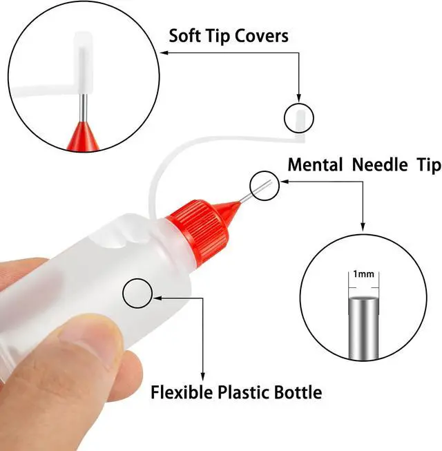 Alt view image 2 of 6 - 18PCS Precision Needle Tip Glue Applicator Bottles, 6 Color 50ML/1.69 OZ Fine Needle Tip Squeeze Bottle with Mini Funnel for DIY Paint Paper Quilling Craft Glue Ink Liquid Acrylic Painting