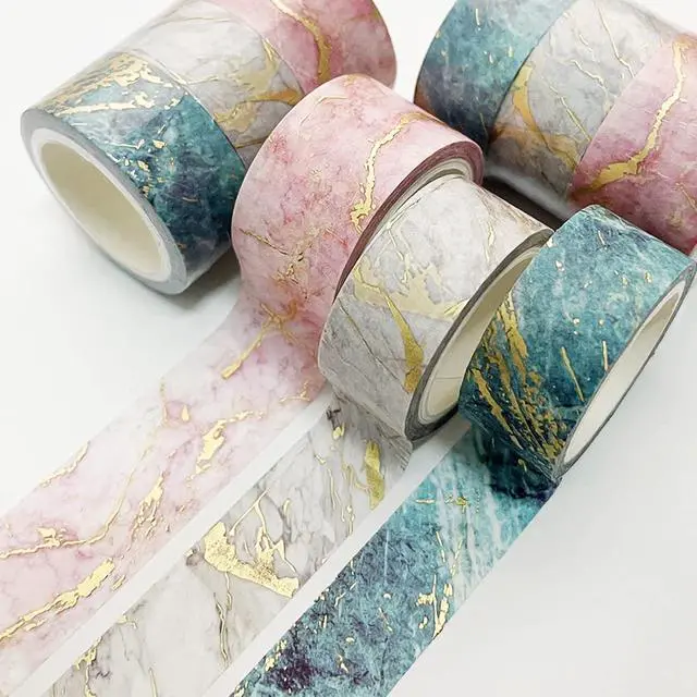 Alt view image 3 of 7 - YUBBAEX Gold Veins Washi Tape Gorgeous Foil Masking Tape Set Decorative for Arts, DIY Crafts, Journal Supplies, Planners, Scrapbook, Card/Gift Wrapping (Marbling Patterns)