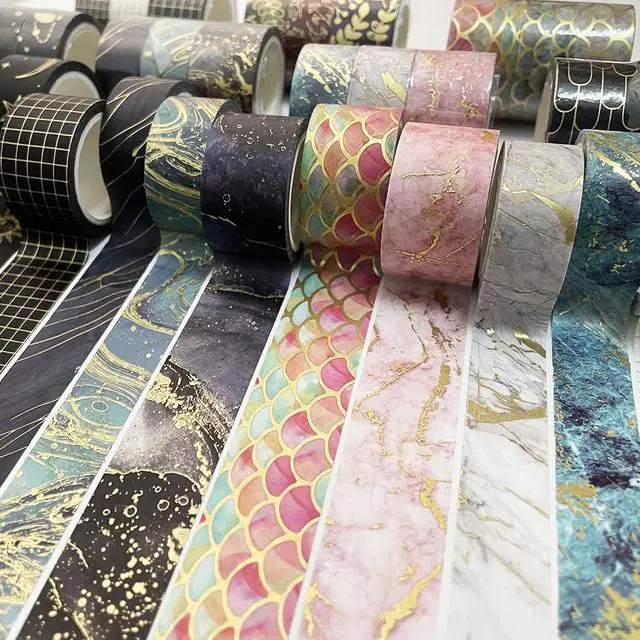 Alt view image 6 of 7 - YUBBAEX Gold Veins Washi Tape Gorgeous Foil Masking Tape Set Decorative for Arts, DIY Crafts, Journal Supplies, Planners, Scrapbook, Card/Gift Wrapping (Marbling Patterns)