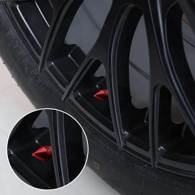 Alt view image 5 of 6 - SINGARO Car Tire Valve Caps, 4 Pieces of Universal Aluminum Alloy Tire Trim Accessories Dust Tire Covers for Cars, Trucks, SUVs and Motorcycles(Red)