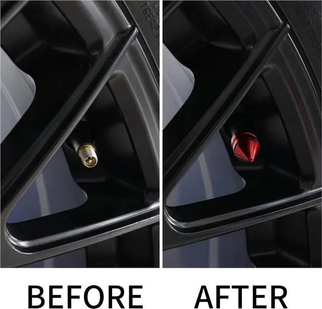Alt view image 3 of 6 - SINGARO Car Tire Valve Caps, 4 Pieces of Universal Aluminum Alloy Tire Trim Accessories Dust Tire Covers for Cars, Trucks, SUVs and Motorcycles(Red)