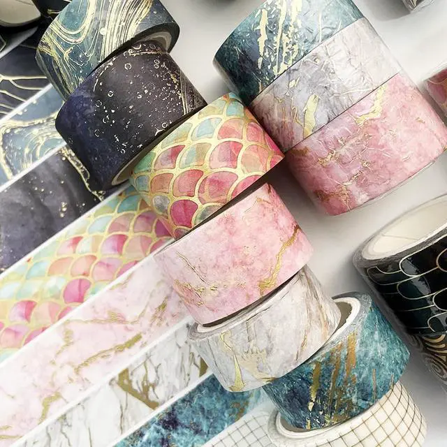 Alt view image 7 of 7 - YUBBAEX Gold Veins Washi Tape Gorgeous Foil Masking Tape Set Decorative for Arts, DIY Crafts, Journal Supplies, Planners, Scrapbook, Card/Gift Wrapping (Marbling Patterns)
