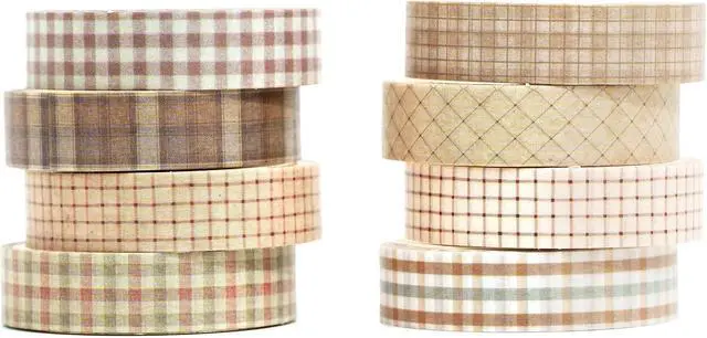 Main image of Vintage Washi Tape Set 8 Rolls Thin Retro Decorative Antique Patterns Masking Tapes for Arts, DIY Crafts, Journals, Planners, Scrapbook, Wrapping (Retro Plaid)