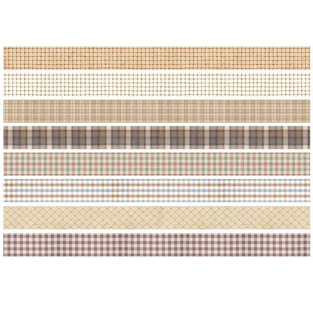 Alt view image 3 of 7 - Vintage Washi Tape Set 8 Rolls Thin Retro Decorative Antique Patterns Masking Tapes for Arts, DIY Crafts, Journals, Planners, Scrapbook, Wrapping (Retro Plaid)