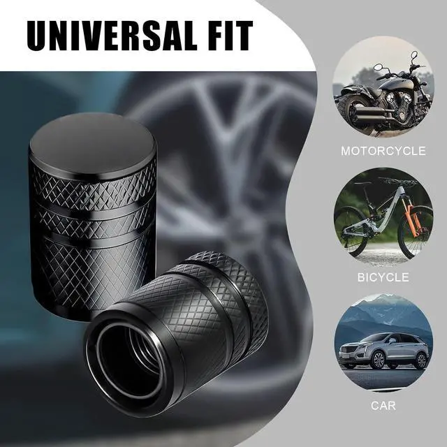 Alt view image 6 of 6 - 5 PCS Tire Valve Stem Caps - Anodized Aluminum Tire Valve Caps, Corrosion Resistant Universal Stem Covers for Cars Trucks Motorcycles SUVs Bikes (Black)