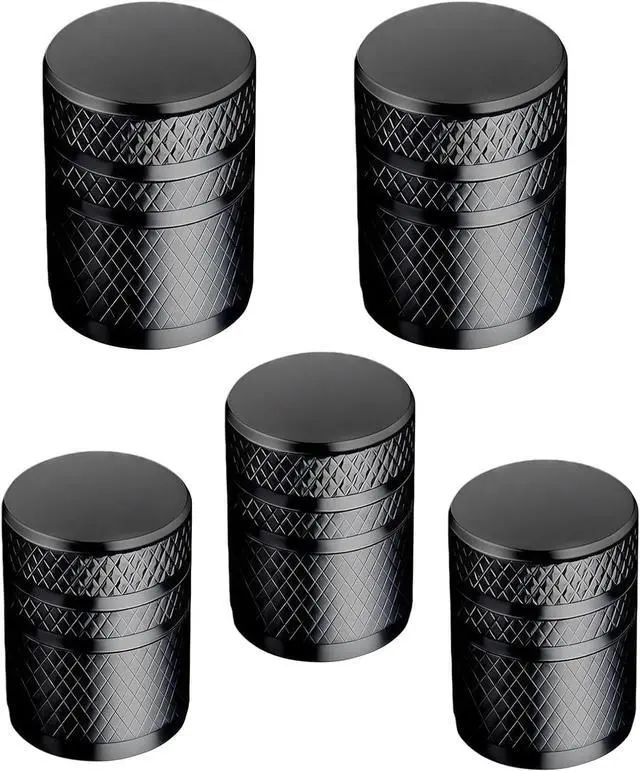 Main image of 5 PCS Tire Valve Stem Caps - Anodized Aluminum Tire Valve Caps, Corrosion Resistant Universal Stem Covers for Cars Trucks Motorcycles SUVs Bikes (Black)