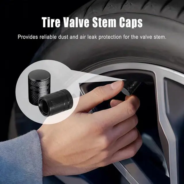Alt view image 3 of 6 - 5 PCS Tire Valve Stem Caps - Anodized Aluminum Tire Valve Caps, Corrosion Resistant Universal Stem Covers for Cars Trucks Motorcycles SUVs Bikes (Black)