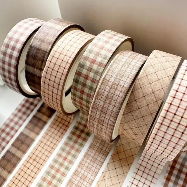 Alt view image 4 of 7 - Vintage Washi Tape Set 8 Rolls Thin Retro Decorative Antique Patterns Masking Tapes for Arts, DIY Crafts, Journals, Planners, Scrapbook, Wrapping (Retro Plaid)