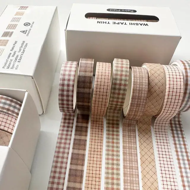 Alt view image 7 of 7 - Vintage Washi Tape Set 8 Rolls Thin Retro Decorative Antique Patterns Masking Tapes for Arts, DIY Crafts, Journals, Planners, Scrapbook, Wrapping (Retro Plaid)
