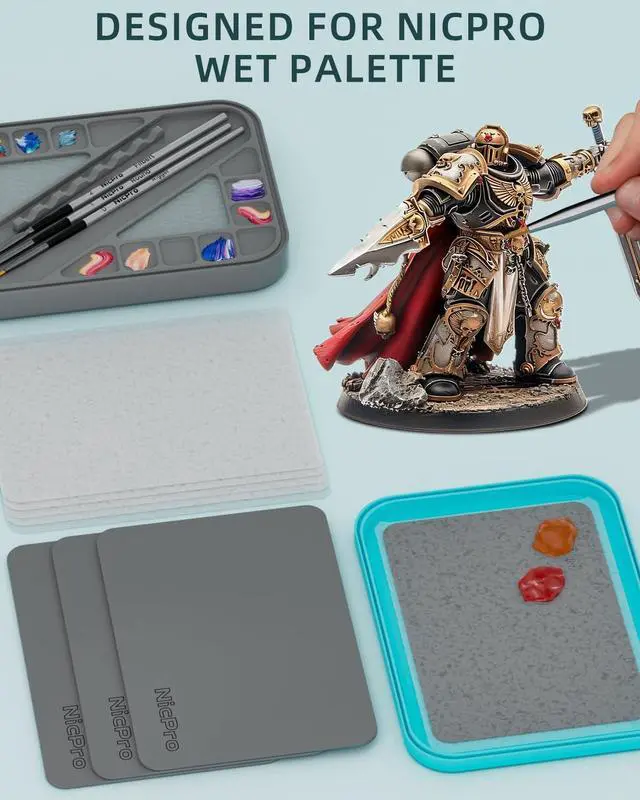 Alt view image 5 of 6 - Nicpro 100 Sheets Wet Palette Paper Refillment | Only Designed for Stay Wet Pallet, Save Paints and Keep Wet, For Miniature & Model Painting, Acrylic Painting