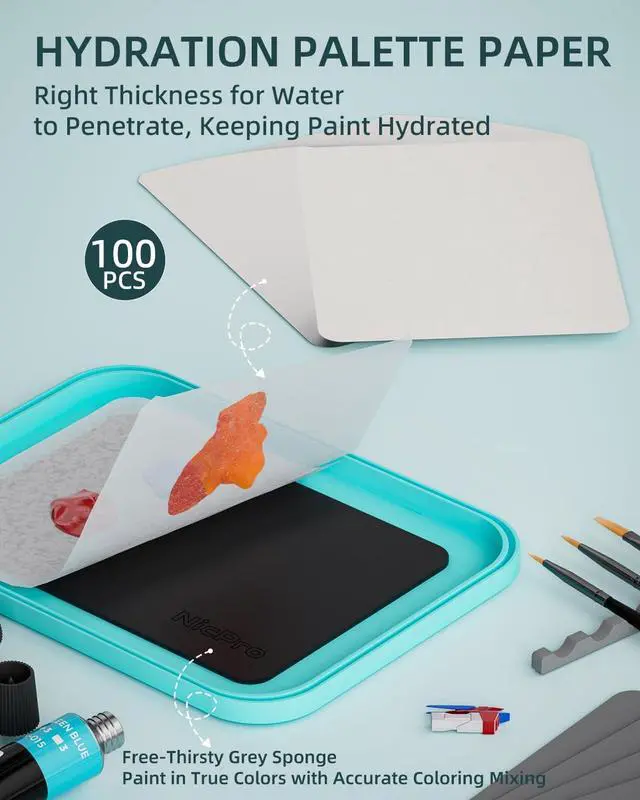 Alt view image 4 of 6 - Nicpro 100 Sheets Wet Palette Paper Refillment | Only Designed for Stay Wet Pallet, Save Paints and Keep Wet, For Miniature & Model Painting, Acrylic Painting
